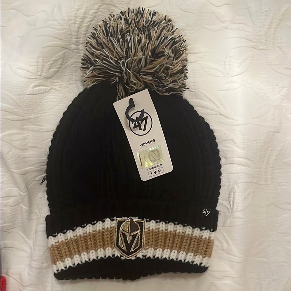 Brand New With Tags 47 Black and Golden Knights Beanie with Pom